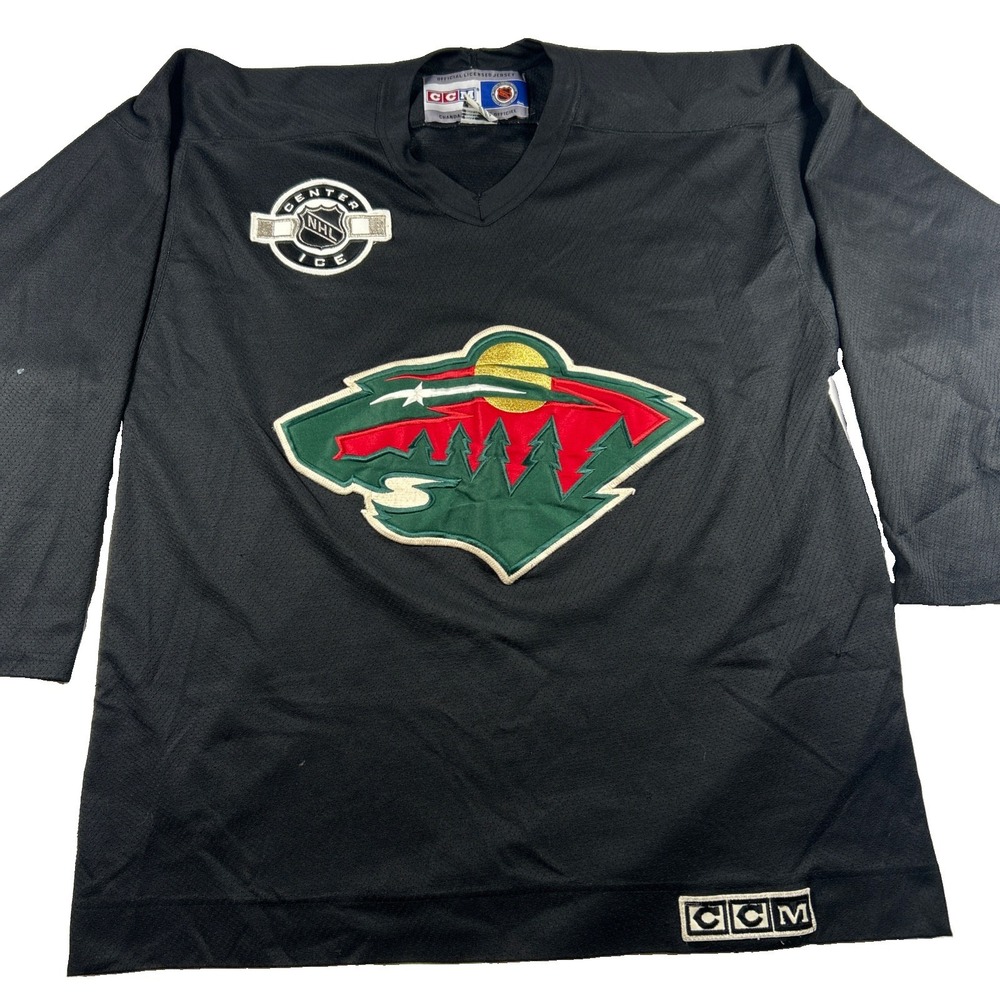 Vintage Black Minnesota Wild CCM Hockey Jersey Men’s Large NHL Center ice Hockey